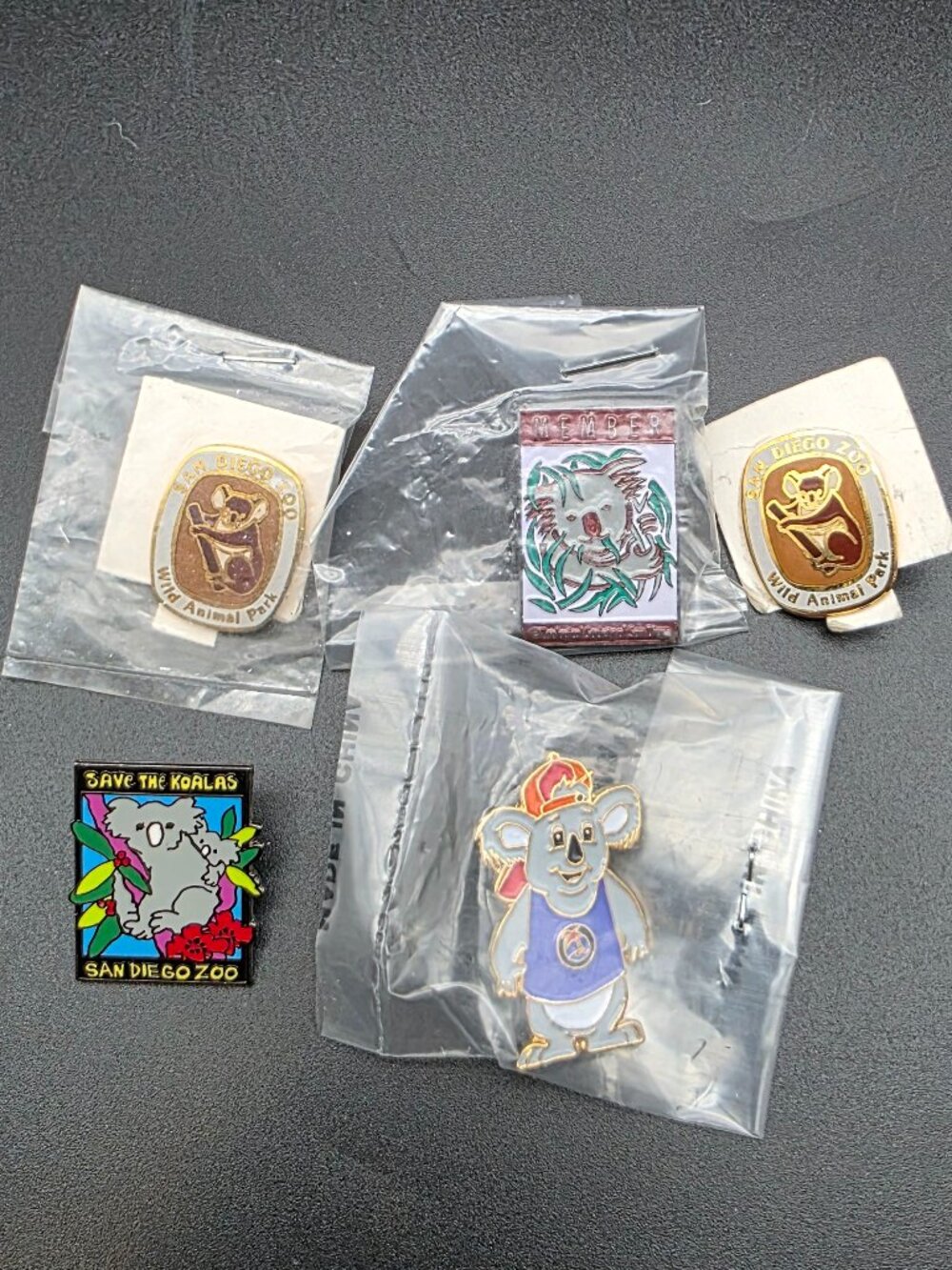 Vintage Hat Lapel Assorted Pins San Diego Zoo koala Lot Of 5